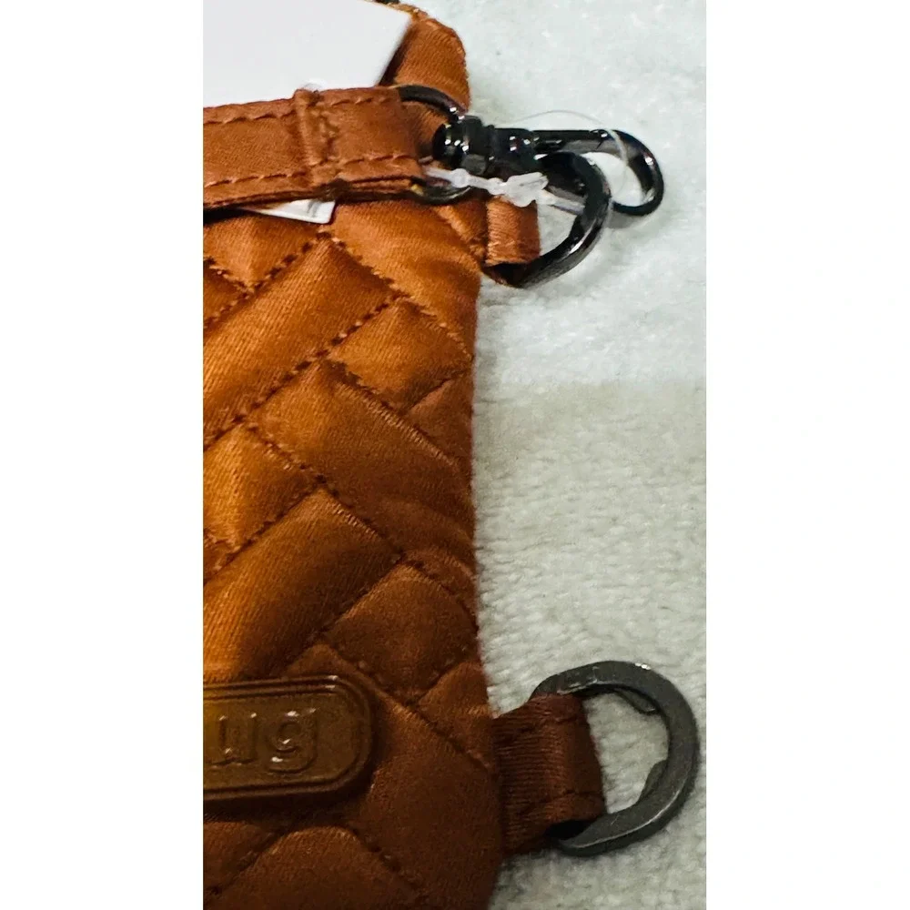 Lug Peekaboo Pouch Wristlet Copper Brown Quilted  ID Window Travel Wallet NEW